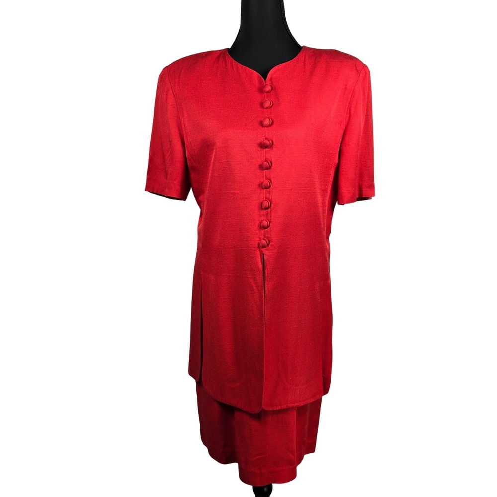 Lois Snyder Dani Max Vintage 90s Dress with Attached‎ Jacket Woman 10 Red Midi